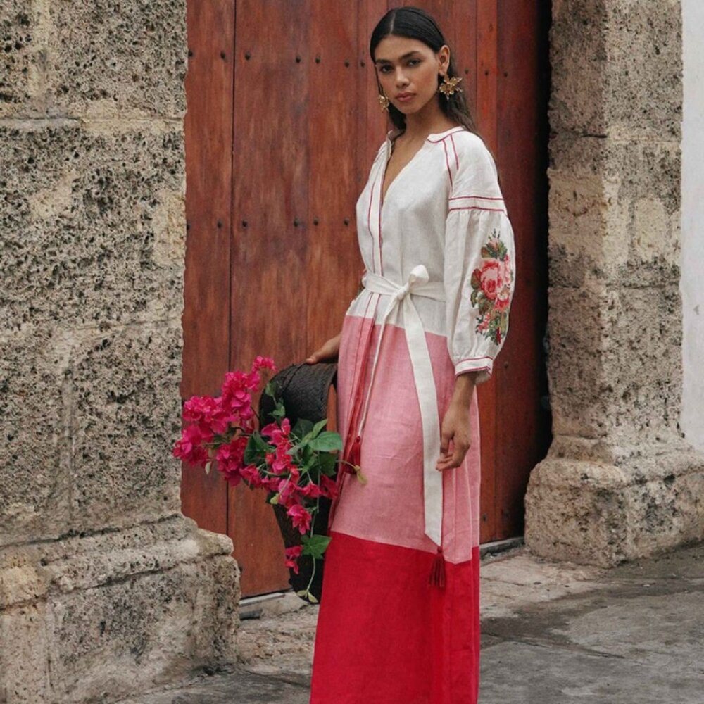 NWT De Castro Pink Lotus Dress